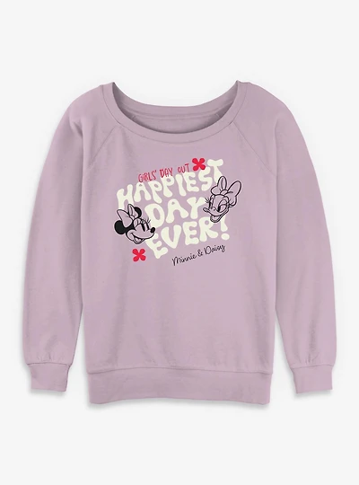 Disney Minnie Mouse Girl's Day Out Happiest Ever Womens Slouchy Sweatshirt