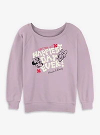 Disney Minnie Mouse Girl's Day Out Happiest Ever Womens Slouchy Sweatshirt