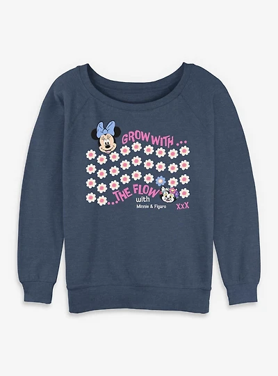 Disney Minnie Mouse & Figaro Grow With The Flow Womens Slouchy Sweatshirt