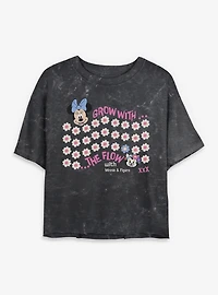 Disney Minnie Mouse & Figaro Grow With The Flow Mineral Wash Womens Crop T-Shirt