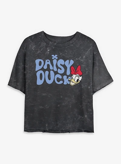 Disney Minnie Mouse Daisy Duck Groovy Mineral Wash Womens Crop T-Shirt