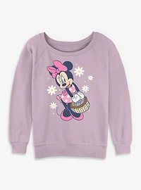 Disney Minnie Mouse Easter Basket & Flowers Womens Slouchy Sweatshirt