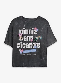 Disney Minnie Mouse And Figaro's Flower Farm Mineral Wash Womens Crop T-Shirt