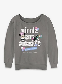 Disney Minnie Mouse And Figaro's Flower Farm Womens Slouchy Sweatshirt