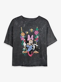 Disney Minnie Mouse And Figaro Swing Mineral Wash Womens Crop T-Shirt