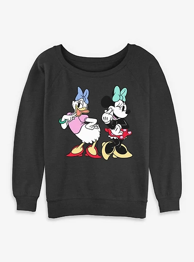 Disney Minnie Mouse And Daisy Duck Cutesy Womens Slouchy Sweatshirt