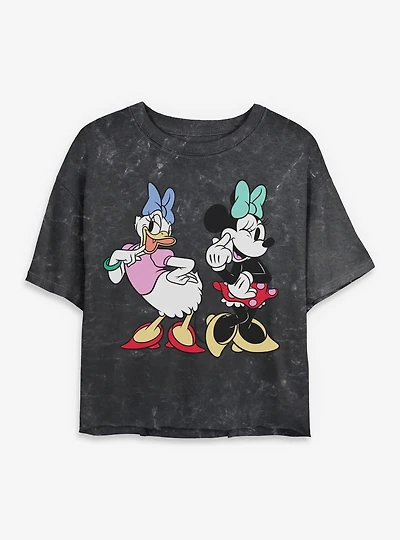 Disney Minnie Mouse And Daisy Duck Cutesy Mineral Wash Womens Crop T-Shirt