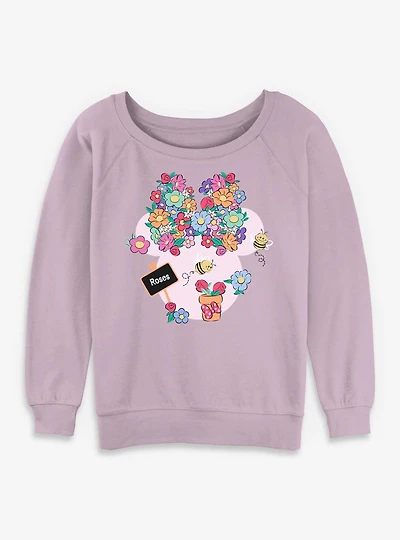 Disney Minnie Mouse Bow Flowers & Garden Womens Slouchy Sweatshirt
