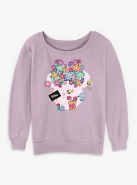 Disney Minnie Mouse Bow Flowers & Garden Womens Slouchy Sweatshirt