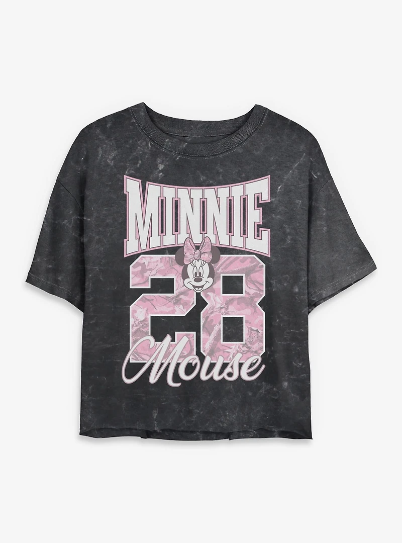 Disney Minnie Mouse 28 Collegiate Mineral Wash Womens Crop T-Shirt