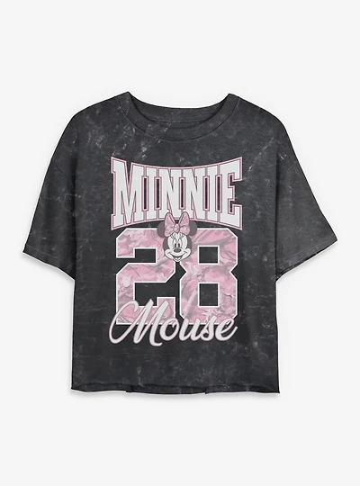 Disney Minnie Mouse 28 Collegiate Mineral Wash Womens Crop T-Shirt