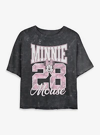 Disney Minnie Mouse 28 Collegiate Mineral Wash Womens Crop T-Shirt