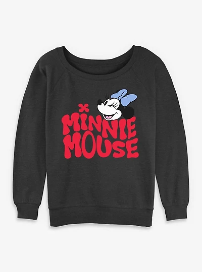 Disney Minnie Mouse Groovy Wink Womens Slouchy Sweatshirt