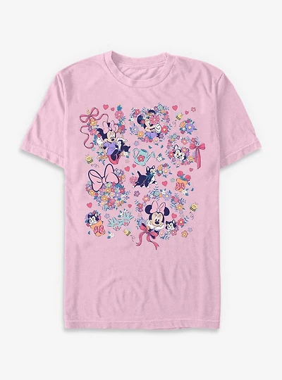 Disney Minnie Mouse And Figaro Gardem Collage Garment-Dyed T-Shirt
