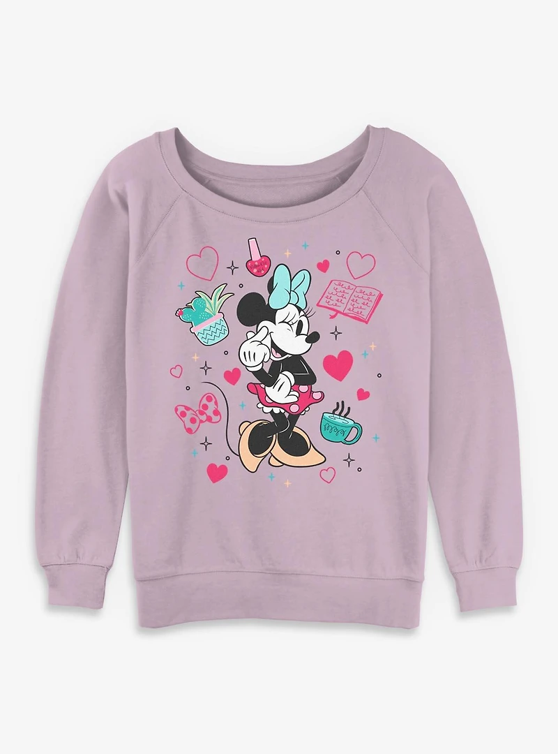 Disney Minnie Mouse Girlie Stuff Womens Slouchy Sweatshirt