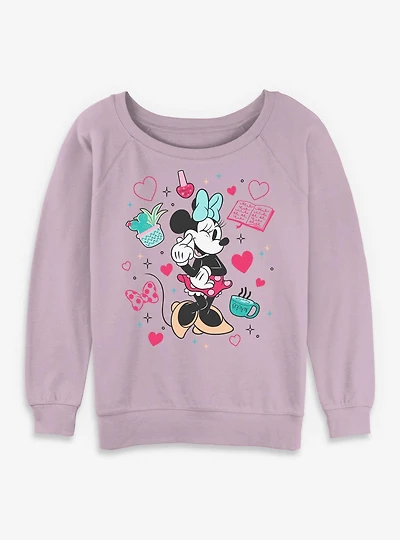Disney Minnie Mouse Girlie Stuff Womens Slouchy Sweatshirt