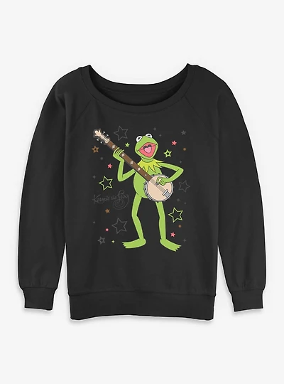 Disney The Muppets Kermit Frog With Stars Womens Slouchy Sweatshirt