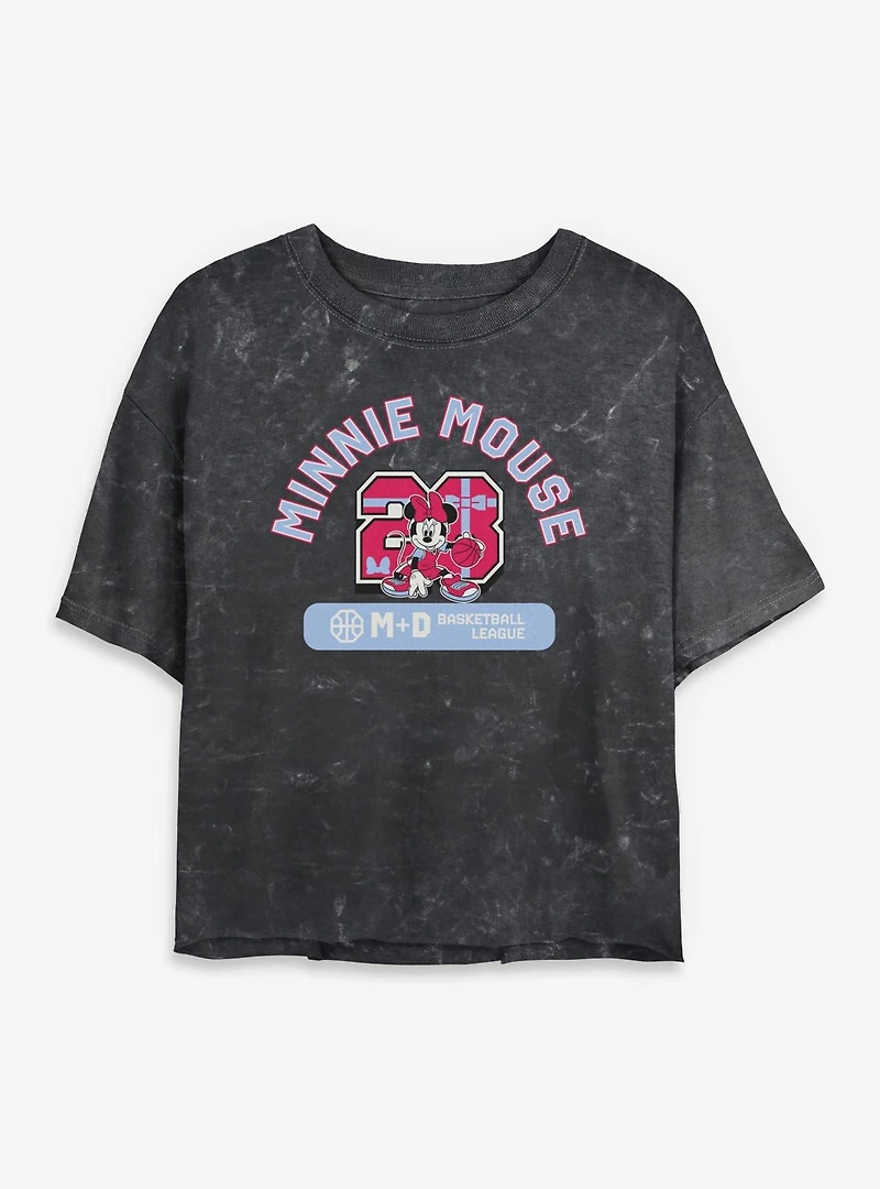 Disney Minnie Mouse Basketball League 28 Mineral Wash Womens Crop T-Shirt