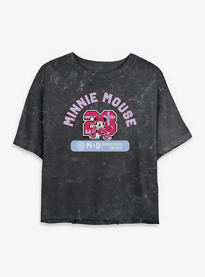 Disney Minnie Mouse Basketball League 28 Mineral Wash Womens Crop T-Shirt