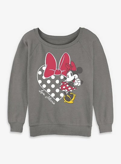 Disney Minnie Mouse Love Bow Heart Womens Slouchy Sweatshirt