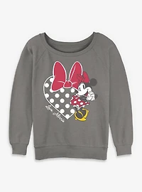 Disney Minnie Mouse Love Bow Heart Womens Slouchy Sweatshirt