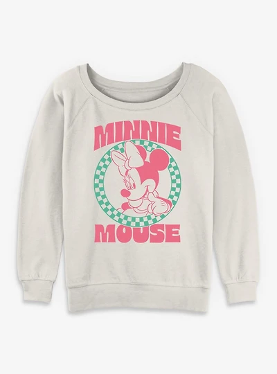 Disney Minnie Mouse Checkered Icon Womens Slouchy Sweatshirt