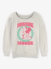 Disney Minnie Mouse Checkered Icon Womens Slouchy Sweatshirt