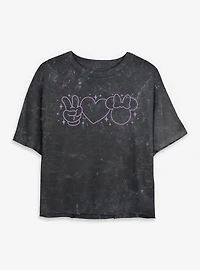 Disney Minnie Mouse Peace Love Mystical Mineral Wash Womens Crop T-Shirt