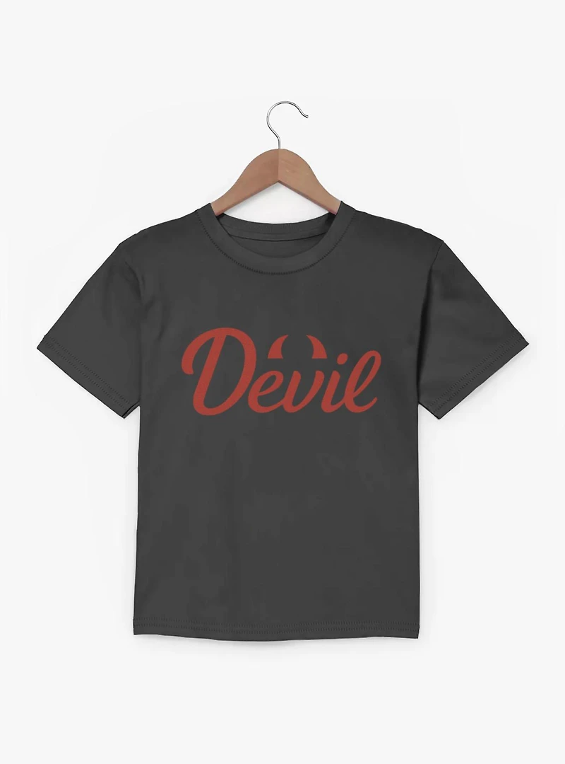 Devil Red Text With Horns Youth T-Shirt