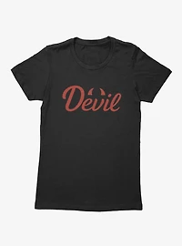 Devil Red Text With Horns Womens T-Shirt
