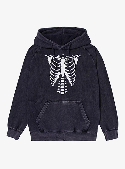Skeleton Rib Cage Mineral Wash Hoodie