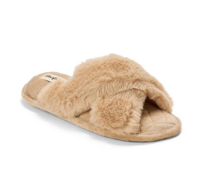 Dearfoams Jessica Furry CrissCross Slide Slippers