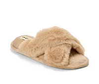 Dearfoams Jessica Furry CrissCross Slide Slippers