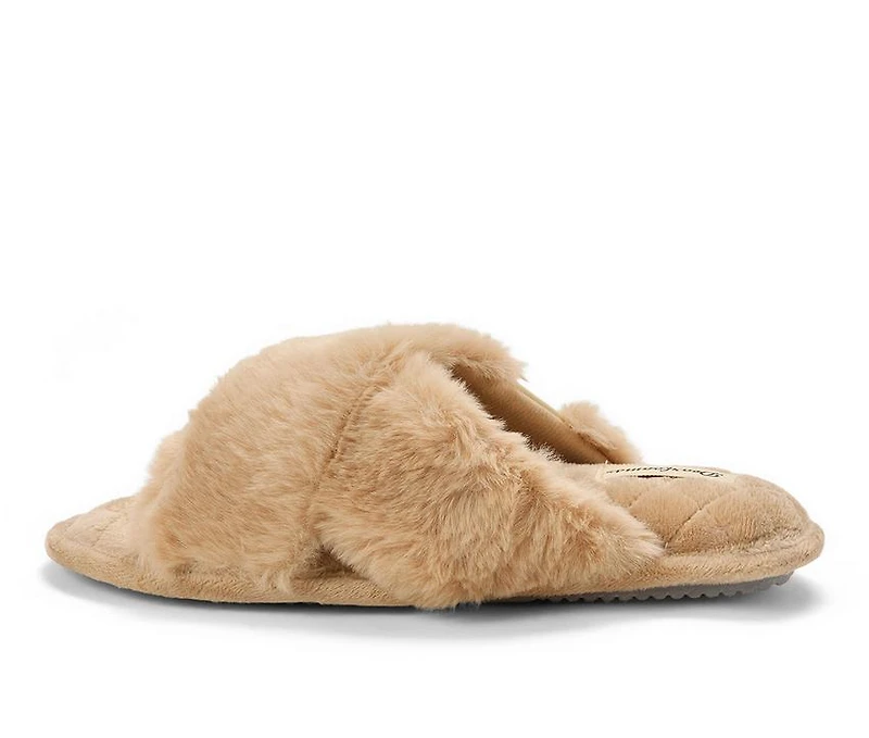 Dearfoams Jessica Furry CrissCross Slide Slippers
