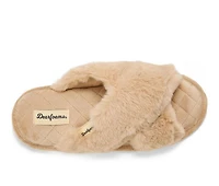Dearfoams Jessica Furry CrissCross Slide Slippers