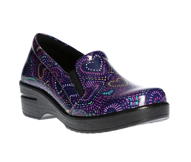 Women's Easy Works by Street Leeza Purple Hearts Slip-Resistant Clogs