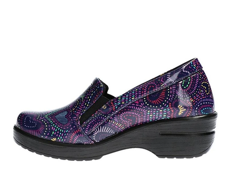 Women's Easy Works by Street Leeza Purple Hearts Slip-Resistant Clogs