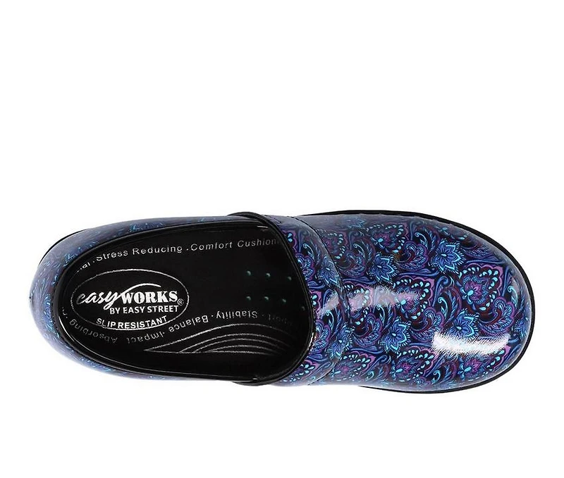 Women's Easy Works by Street Lead Navy Paisley Slip-Resistant Clogs