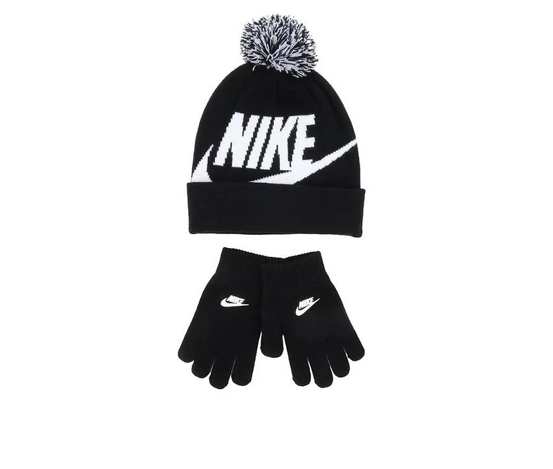Nike Youth Swoosh Pom Beanie & Gloves Set
