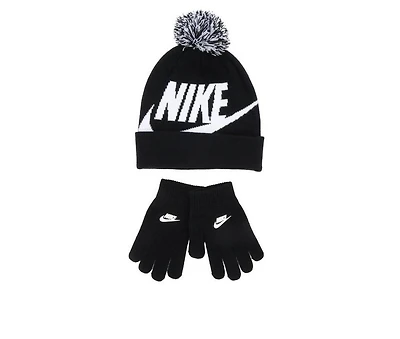 Nike Youth Swoosh Pom Beanie & Gloves Set