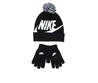 Nike Youth Swoosh Pom Beanie & Gloves Set