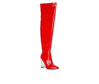 Women's London Rag Noire Block Heel Knee High Boots