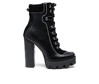 Women's London Rag Yeti Lace Up Heeled Moto Booties