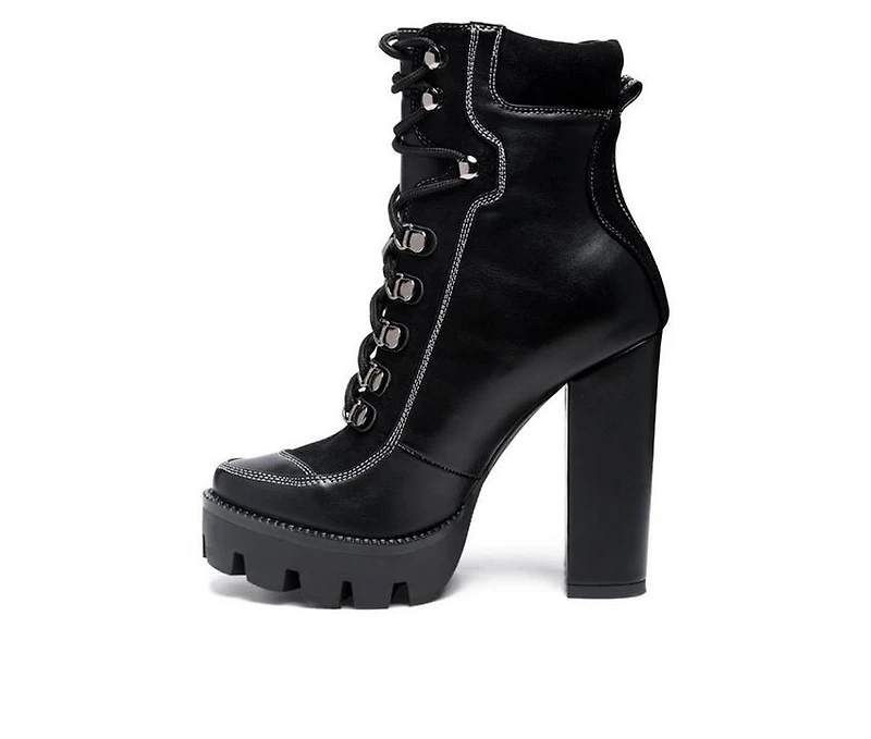 Women's London Rag Yeti Lace Up Heeled Moto Booties