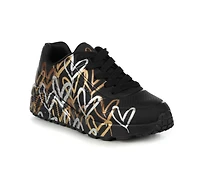 Girls' Skechers Street Little Kid & Big Uno Lite Heart Metallic Wedge Sneakers