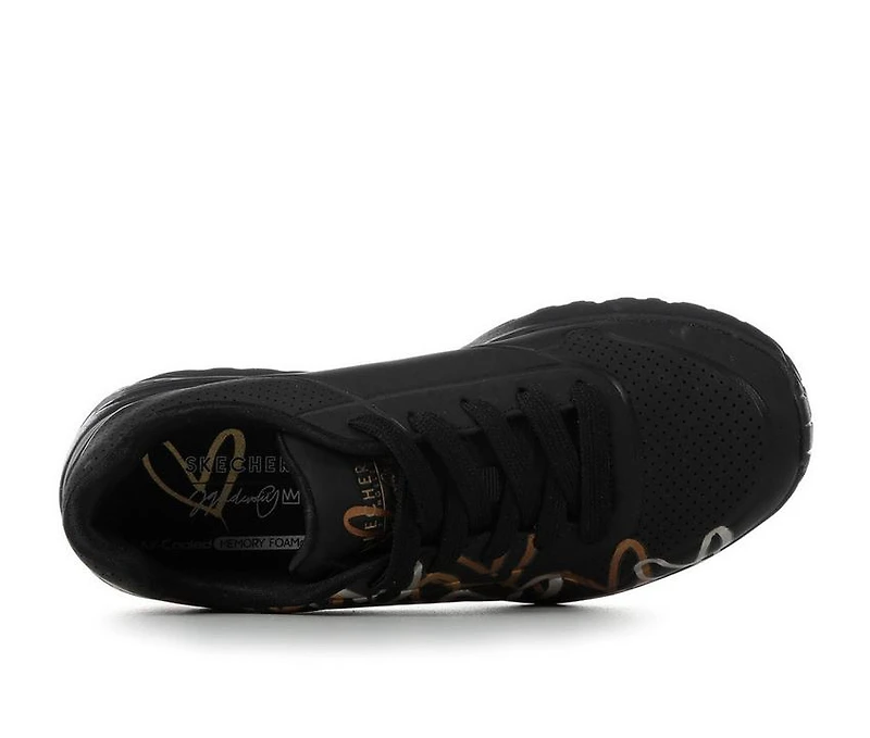 Girls' Skechers Street Little Kid & Big Uno Lite Heart Metallic Wedge Sneakers