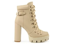 Women's London Rag Willow Heeled Lace Up Booties
