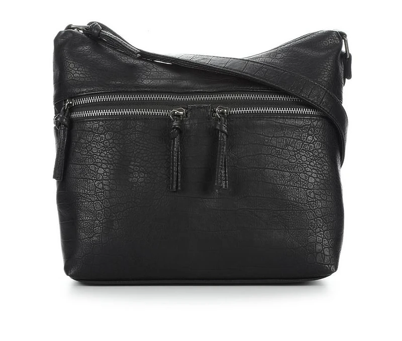 Bueno Of California Waxy Croc Washed Hobo Bag Handbag