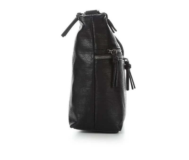 Bueno Of California Waxy Croc Washed Hobo Bag Handbag