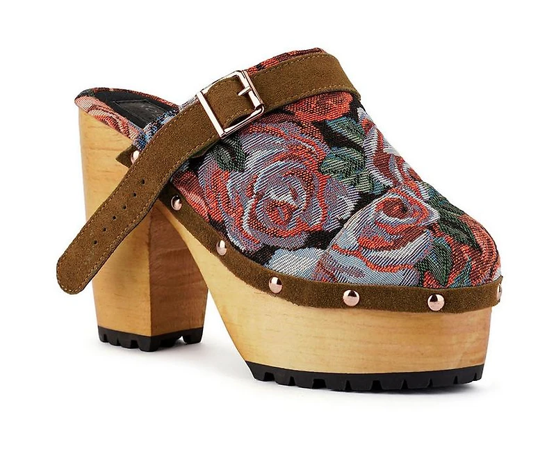 Women's Rag & Co Mural Block Heel Platform Clogs